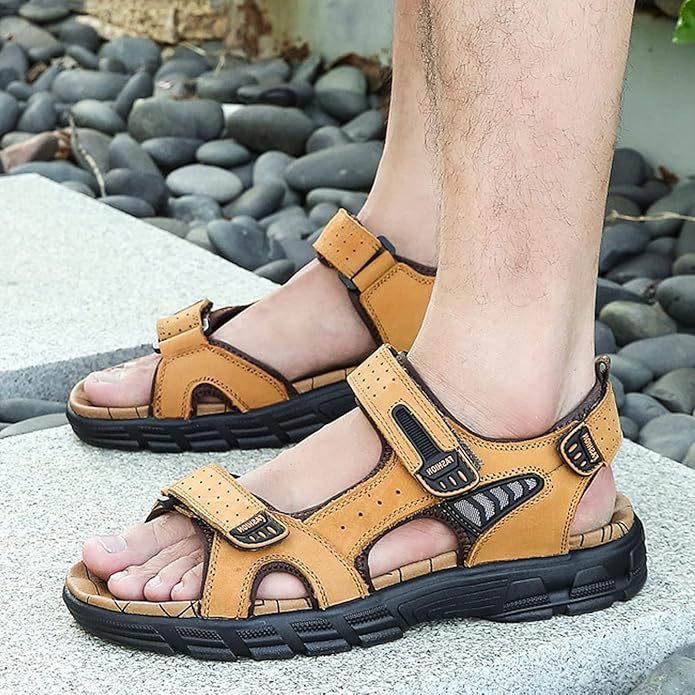 (🔥Hoy 60% de descuento - ¡no te lo pierdas!) ⏰ Ergonomía --- Sandalias de piel de becerro suaves y cómodas (el soporte del arco facilita caminar)