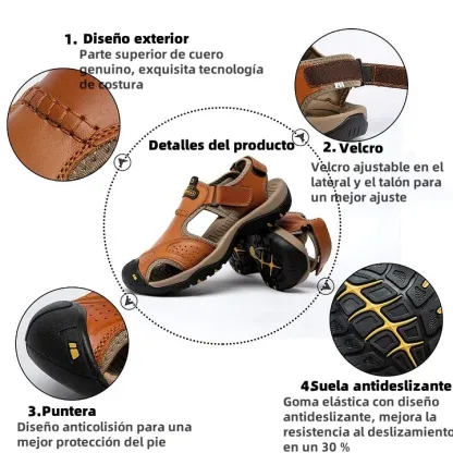 (🔥Hoy 60% de descuento - ¡no te lo pierdas!) ⏰ Ergonomía --- Sandalias de piel de becerro suaves y cómodas (el soporte del arco facilita caminar)