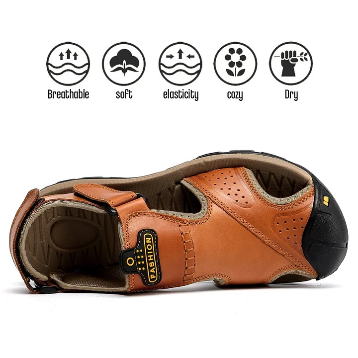 (🔥Hoy 60% de descuento - ¡no te lo pierdas!) ⏰ Ergonomía --- Sandalias de piel de becerro suaves y cómodas (el soporte del arco facilita caminar)