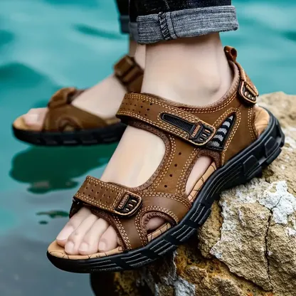 (🔥Hoy 60% de descuento - ¡no te lo pierdas!) ⏰ Ergonomía --- Sandalias de piel de becerro suaves y cómodas (el soporte del arco facilita caminar)