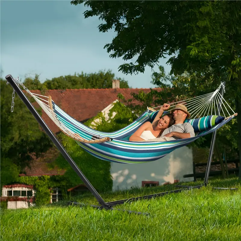Product Introduction of 【2-3 People, 475Lb Capacity】Yaheetech Extra Large Hammock with Stand, Heavy-Duty Padded Hammock & Steel Stand Set w/Pillow & Carry Bag, Outdoor/Indoor Hammock with Stand Set 2