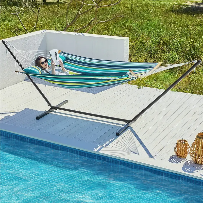 Product Introduction of 【2-3 People, 475Lb Capacity】Yaheetech Extra Large Hammock with Stand, Heavy-Duty Padded Hammock & Steel Stand Set w/Pillow & Carry Bag, Outdoor/Indoor Hammock with Stand Set 3