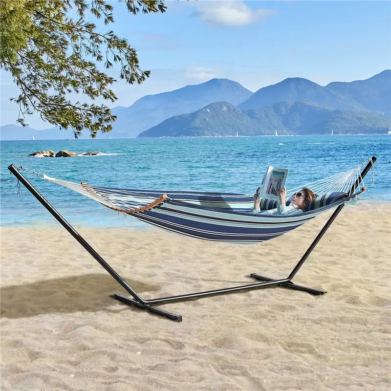 Product Introduction of 【2-3 People, 475Lb Capacity】Yaheetech Extra Large Hammock with Stand, Heavy-Duty Padded Hammock & Steel Stand Set w/Pillow & Carry Bag, Outdoor/Indoor Hammock with Stand Set 1
