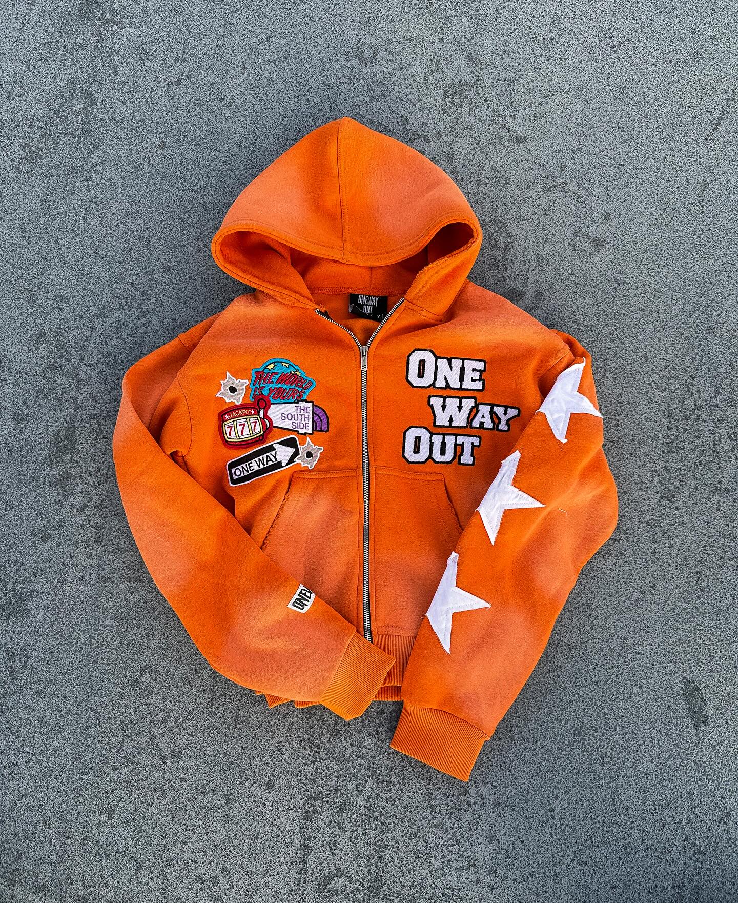 Streetwear Patched Zip-Up Hoodie