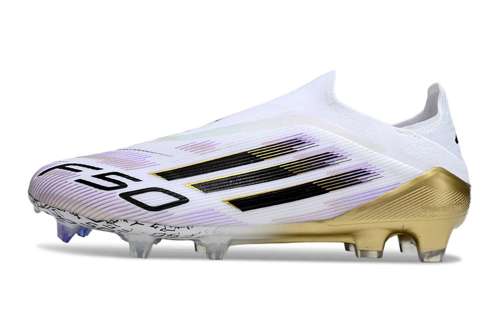 F50 Elite Laceless FG Road to Glory - Footwear White/Core Black/Gold Metallic