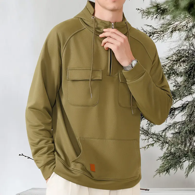 Multi Pocket Zip Up Hoodie