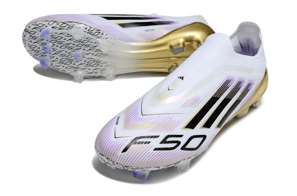 F50 Elite Laceless FG Road to Glory - Footwear White/Core Black/Gold Metallic