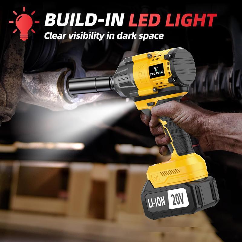 800 Nm (590 ft-lbs) High-Torque Cordless Impact Wrench and Drill Set (Yellow), 1/2-inch Cordless Impact Gun with 4.0Ah Battery, Fast Charger, 5 Sockets, Storage Case, and Variable Speed ​​Shifter. Suitable for Automotive, Home, and DIY Tools.