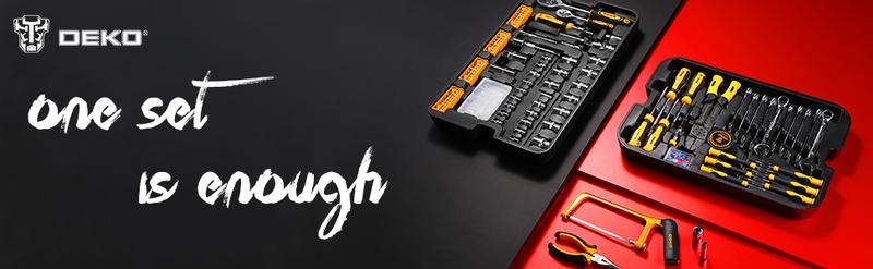 DEKO 258-Piece Tool Kit - Rolling Trolley Box, Portable Mechanic Set with Socket Wrenches & Hand Tools for Auto Repair, Truck Accessories 53  pcstoolset