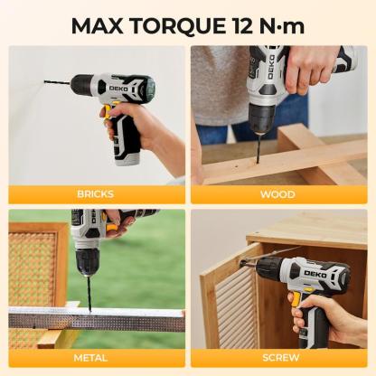 DEKOPRO 126-Piece 8V Cordless Drill Driver and  Tool Set, All-in-One Portable Repair Tool Kit, Professional Household Basic Hand Repair Tool Set