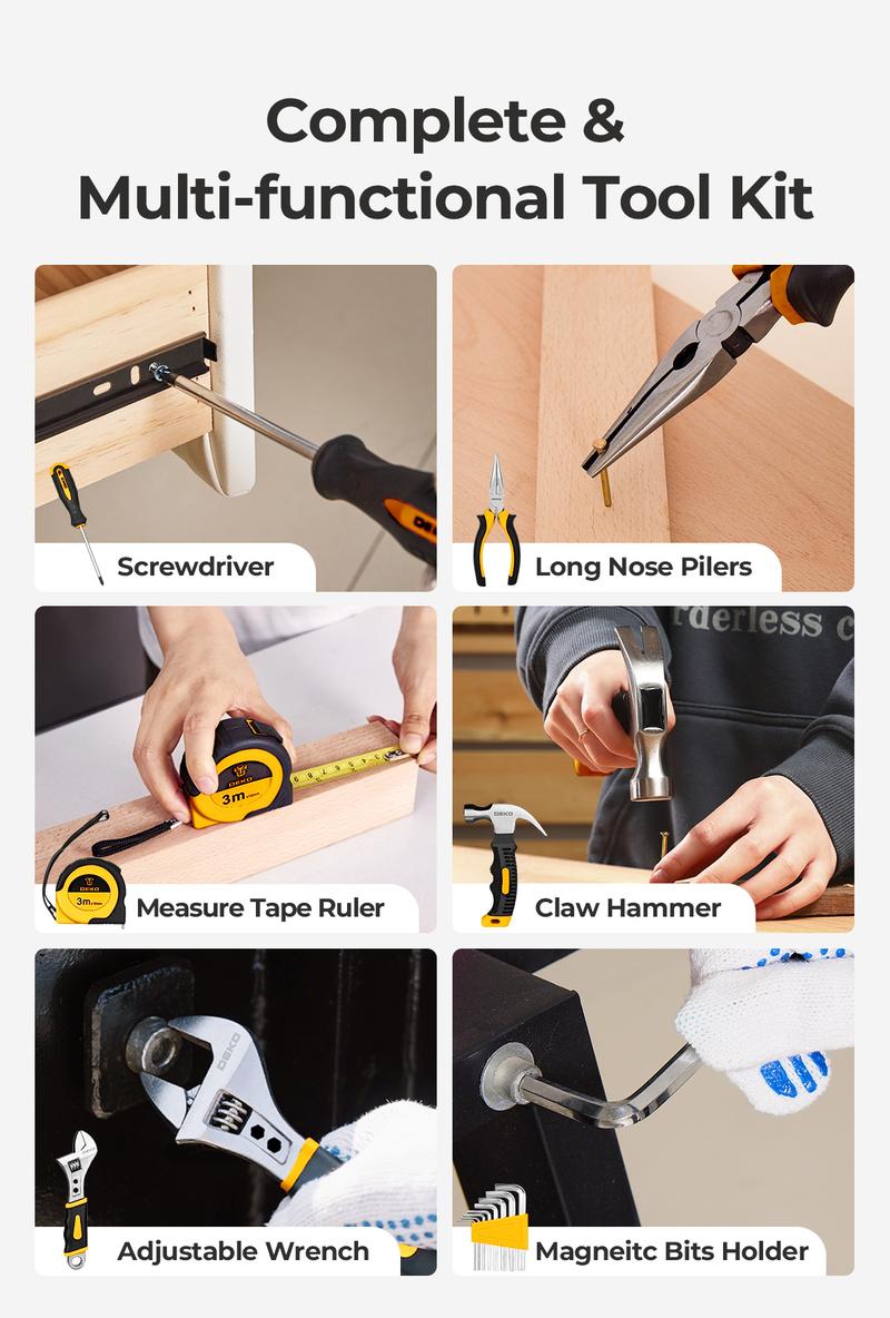 DEKOPRO 126-Piece 8V Cordless Drill Driver and  Tool Set, All-in-One Portable Repair Tool Kit, Professional Household Basic Hand Repair Tool Set