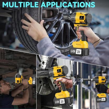 800 Nm (590 ft-lbs) High-Torque Cordless Impact Wrench and Drill Set (Yellow), 1/2-inch Cordless Impact Gun with 4.0Ah Battery, Fast Charger, 5 Sockets, Storage Case, and Variable Speed ​​Shifter. Suitable for Automotive, Home, and DIY Tools.