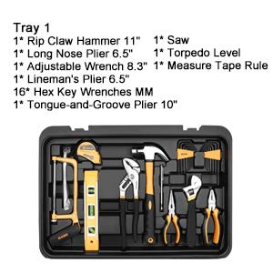 DEKO 258-Piece Tool Kit - Rolling Trolley Box, Portable Mechanic Set with Socket Wrenches & Hand Tools for Auto Repair, Truck Accessories 53  pcstoolset
