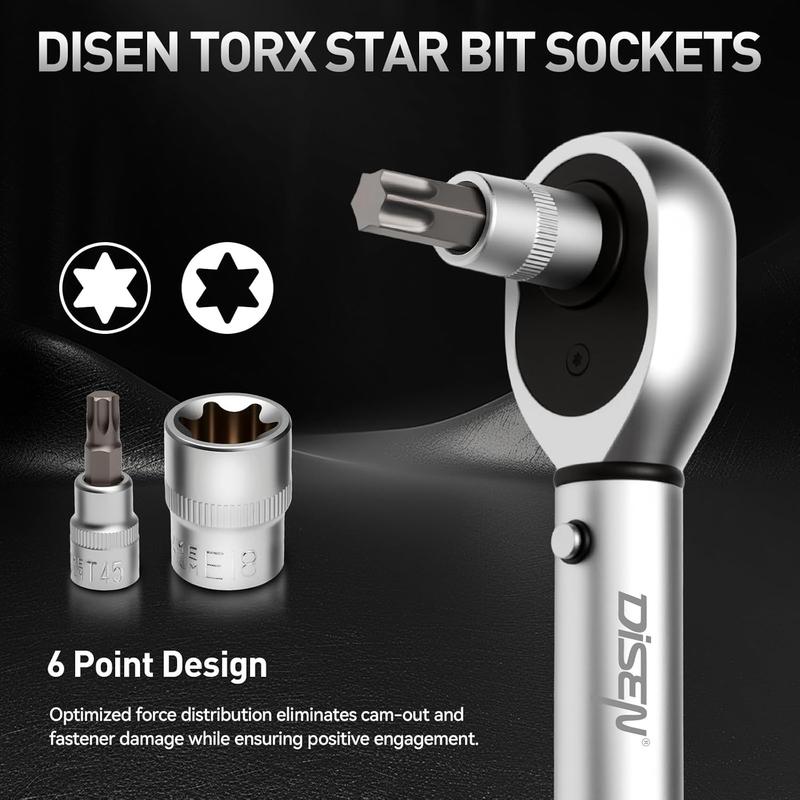 Drive Torx Star Bit sockets CR-V E-Socket Set Handheld Tool - 34 Pcs, Star Socket Set For Hand Use Work On Cars, Trucks, Machinery, and Other Jobs With Storage Case, Blue