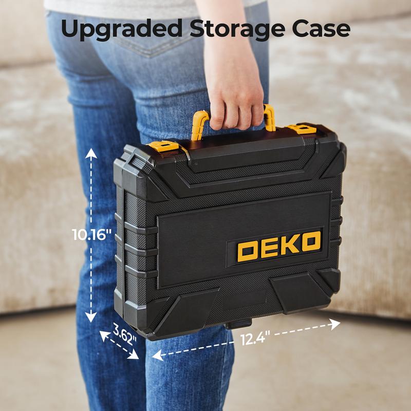 DEKOPRO 126-Piece 8V Cordless Drill Driver and  Tool Set, All-in-One Portable Repair Tool Kit, Professional Household Basic Hand Repair Tool Set