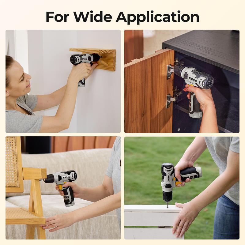 DEKOPRO 126-Piece 8V Cordless Drill Driver and  Tool Set, All-in-One Portable Repair Tool Kit, Professional Household Basic Hand Repair Tool Set