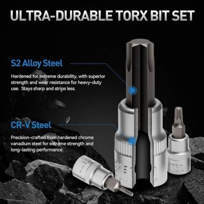 Drive Torx Star Bit sockets CR-V E-Socket Set Handheld Tool - 34 Pcs, Star Socket Set For Hand Use Work On Cars, Trucks, Machinery, and Other Jobs With Storage Case, Blue