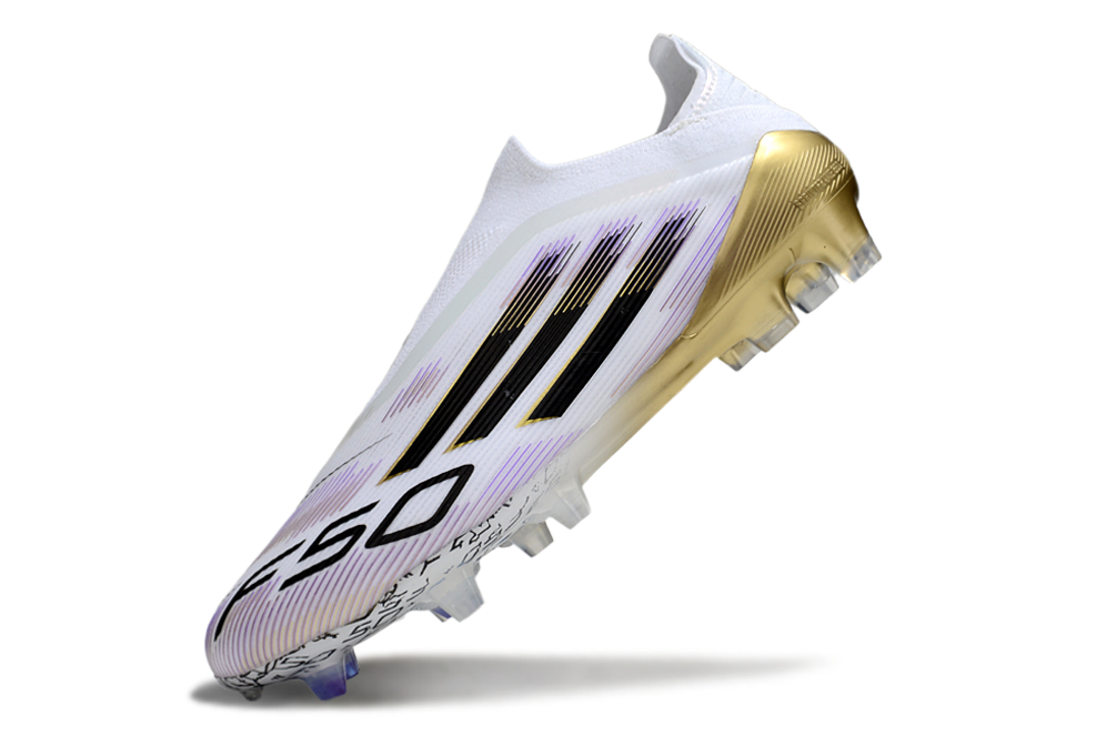 F50 Elite Laceless FG Road to Glory - Footwear White/Core Black/Gold Metallic