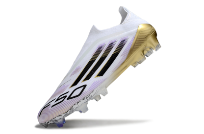 F50 Elite Laceless FG Road to Glory - Footwear White/Core Black/Gold Metallic