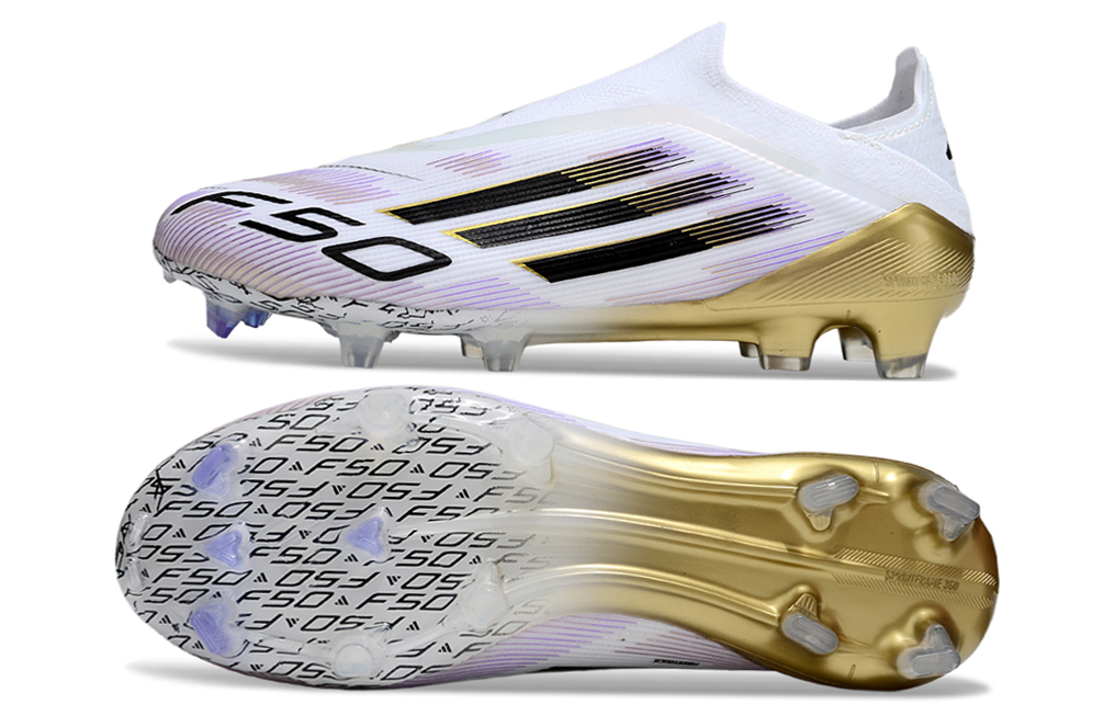 F50 Elite Laceless FG Road to Glory - Footwear White/Core Black/Gold Metallic