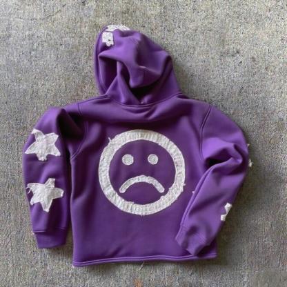 Lucky Star Patches Casual Street Zip Hoodie