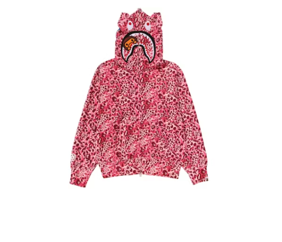 BAPE Wild Leopard Pattern Milo Shark Full Zip Hoodie