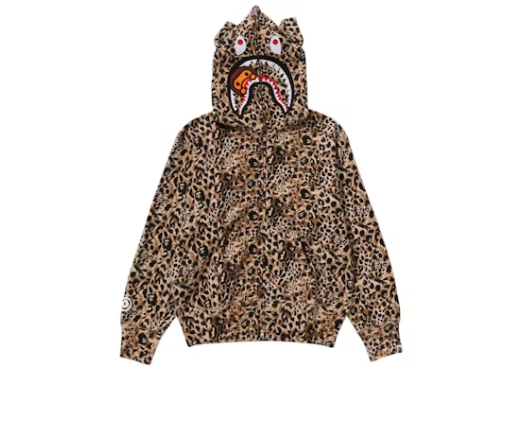 BAPE Wild Leopard Pattern Milo Shark Full Zip Hoodie