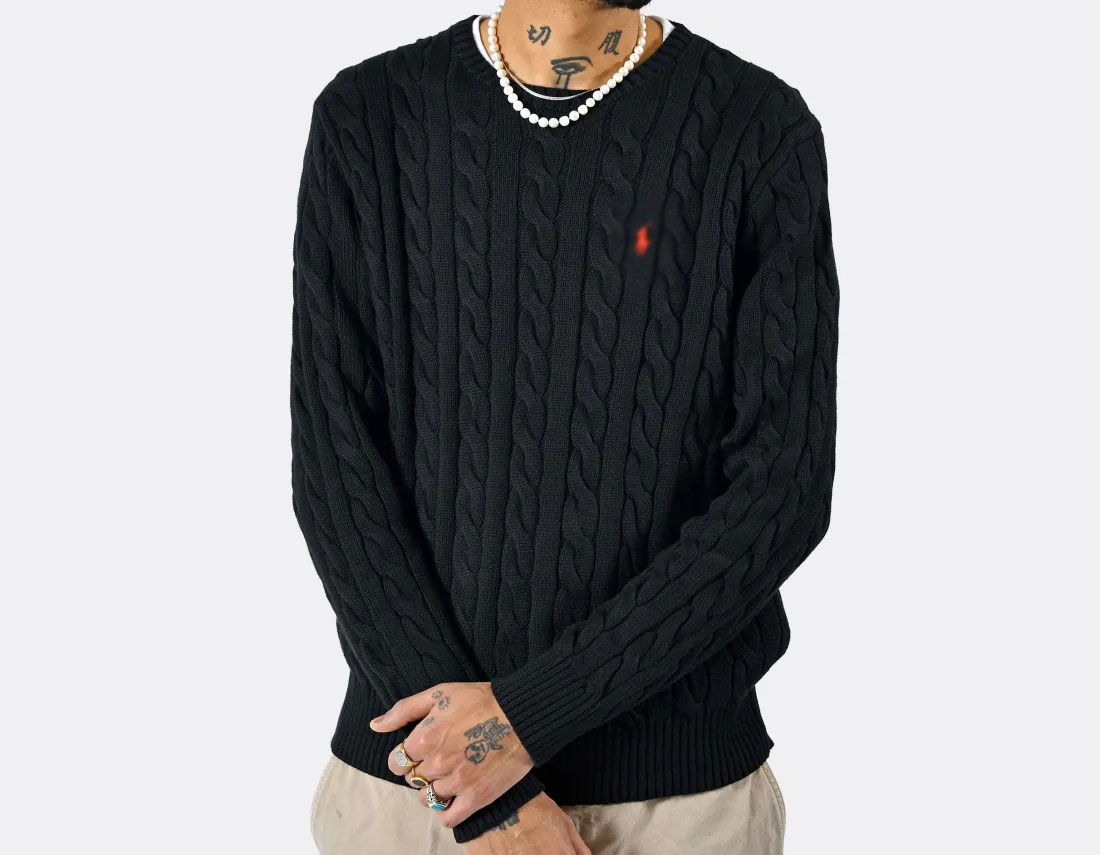 "RL" Cable-Knit Jumper Black