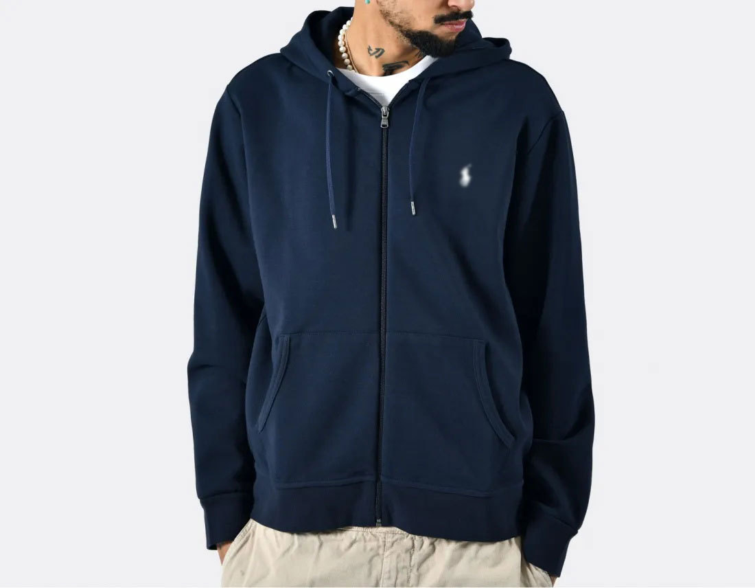 "RL" Double-Knit Full Zip Hoodie Aviator Navy