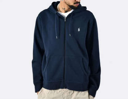"RL" Double-Knit Full Zip Hoodie Aviator Navy