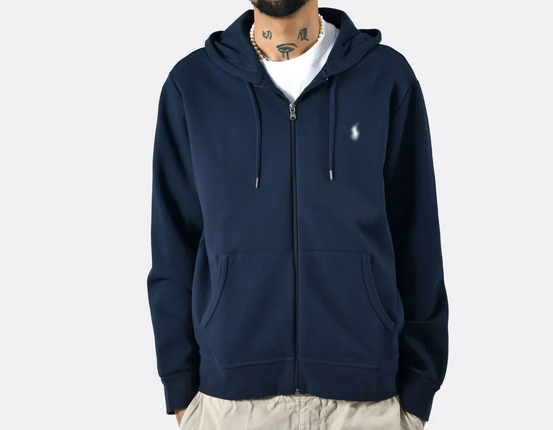 "RL" Double-Knit Full Zip Hoodie Aviator Navy