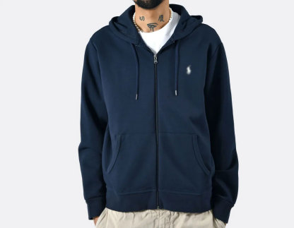 "RL" Double-Knit Full Zip Hoodie Aviator Navy