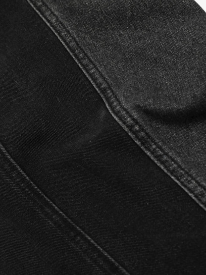 Faux Two-piece Plaid Detachable Scimitar Jeans