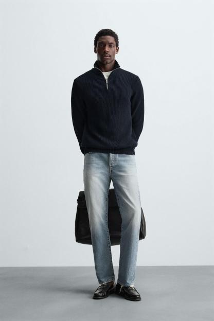 Zippered Knit Sweater