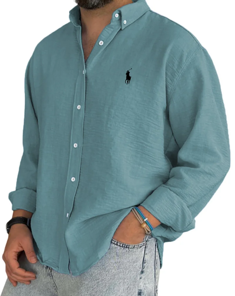 Men's Linen Cotton Button Down Shirt