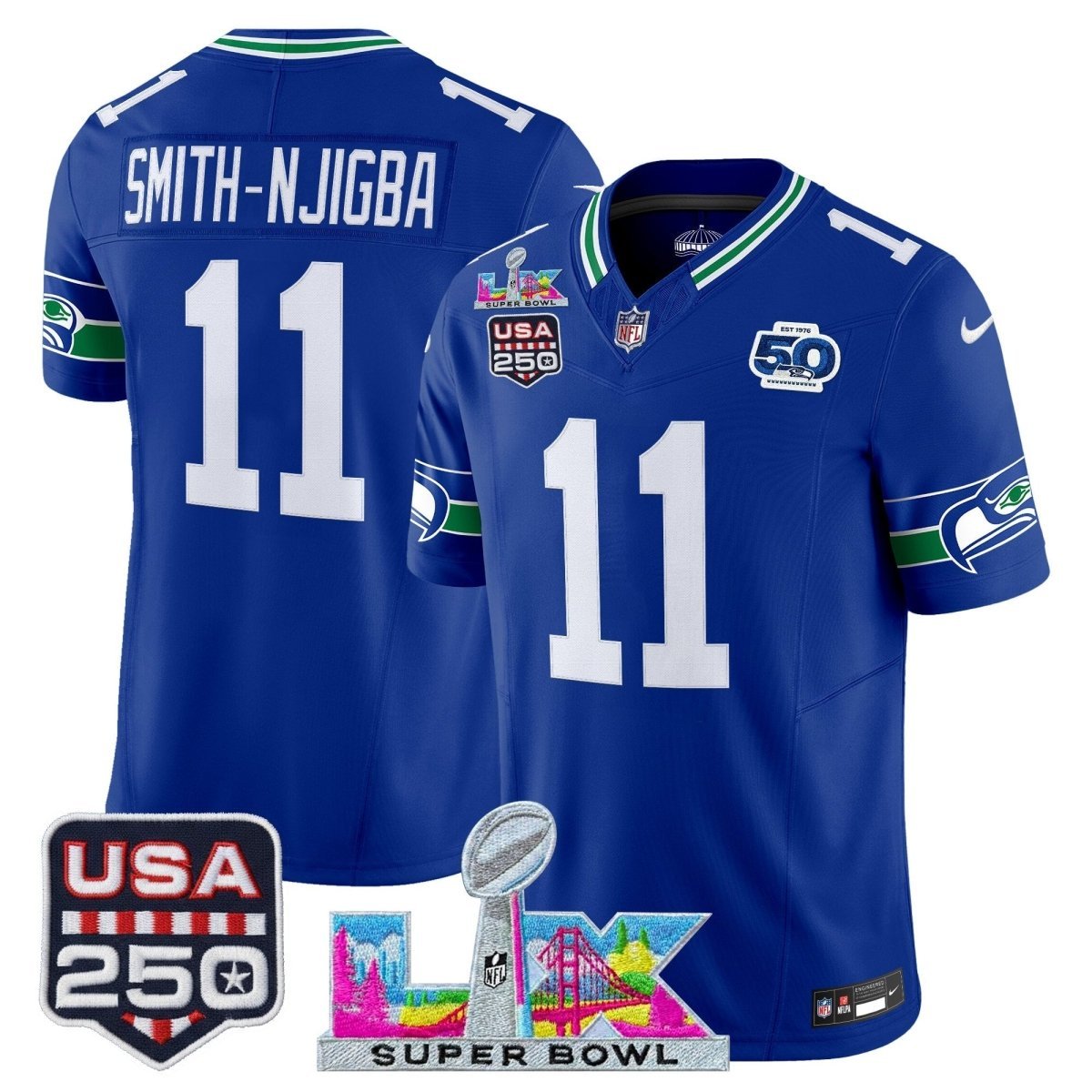 Men's SEA Football Limited Jersey - 50th Anniversary + Super Bowl LX +