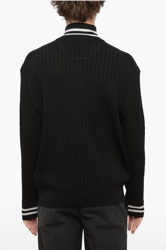 Ribbed Blouson Fit Half Zip Sweater