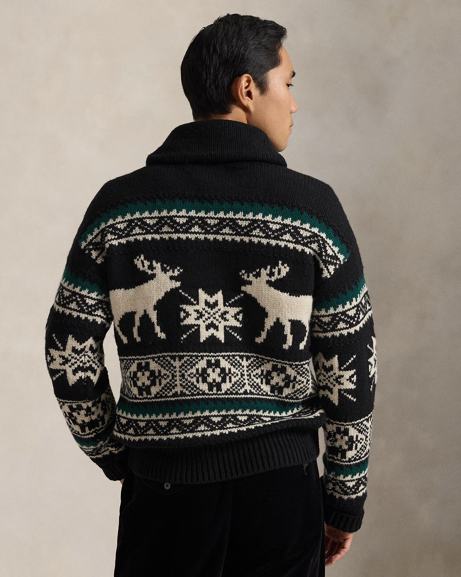 Wool-Blend Elk-Graphic Sweater