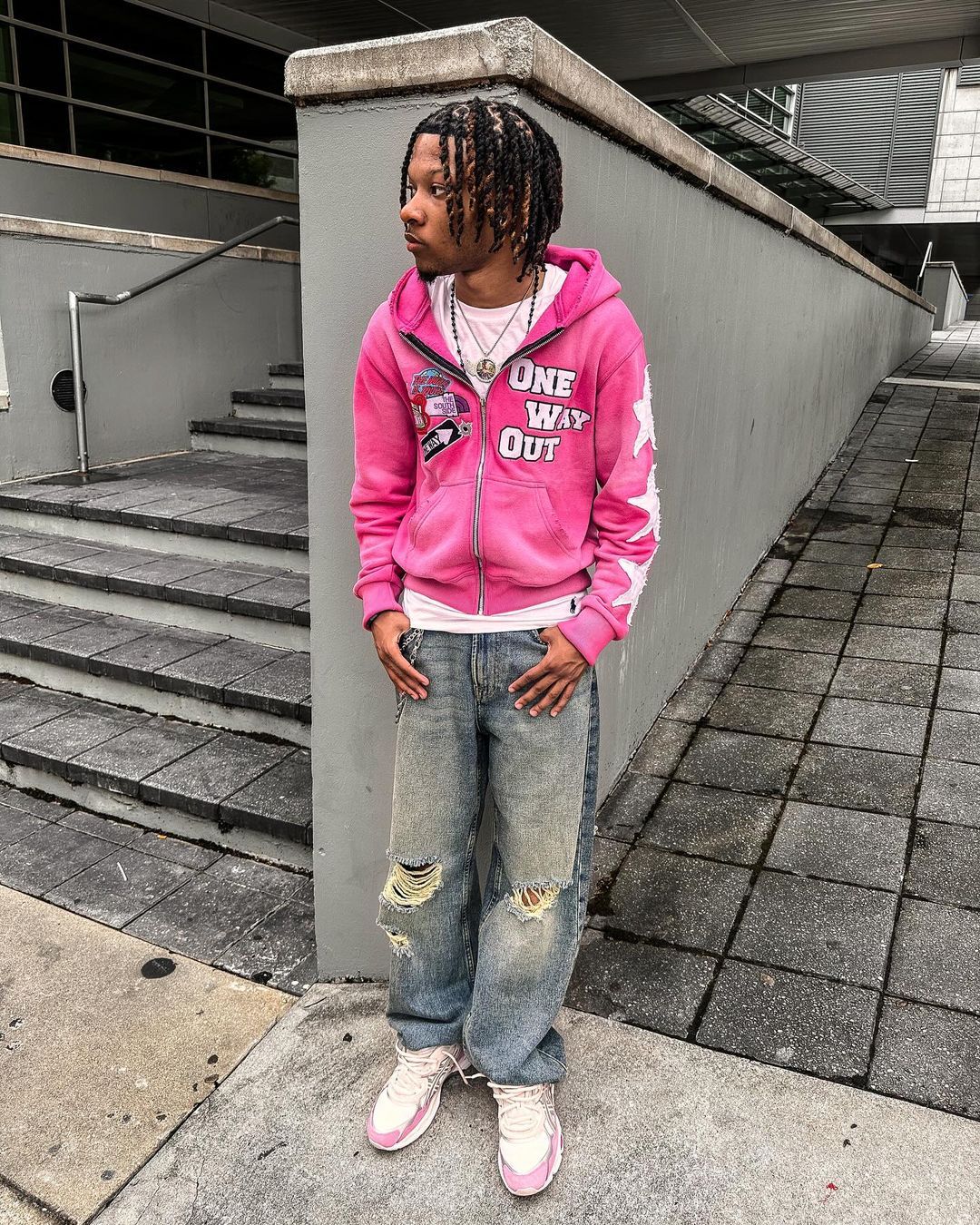 Streetwear Patched Zip-Up Hoodie