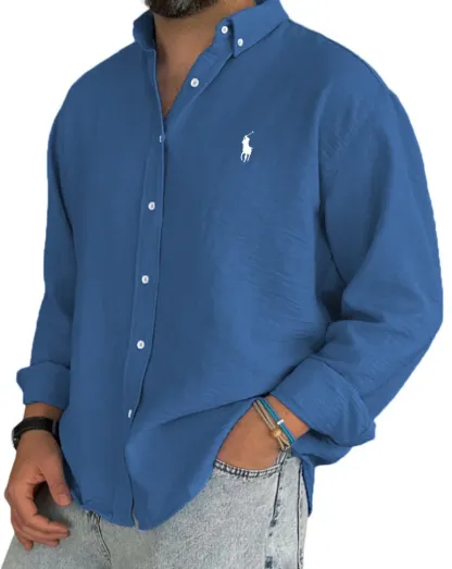 Men's Linen Cotton Button Down Shirt