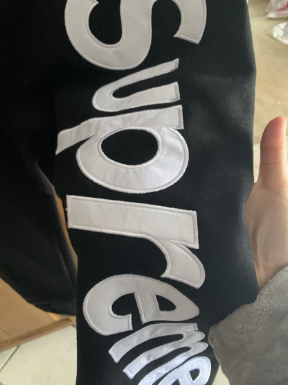 Supreme Satin Applique Sweatpant Black White Men's large L Size Pants Pant