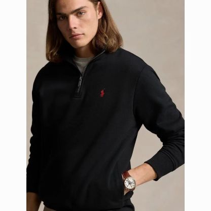Polo Cotton Quarter-Zip Sweatshirt red