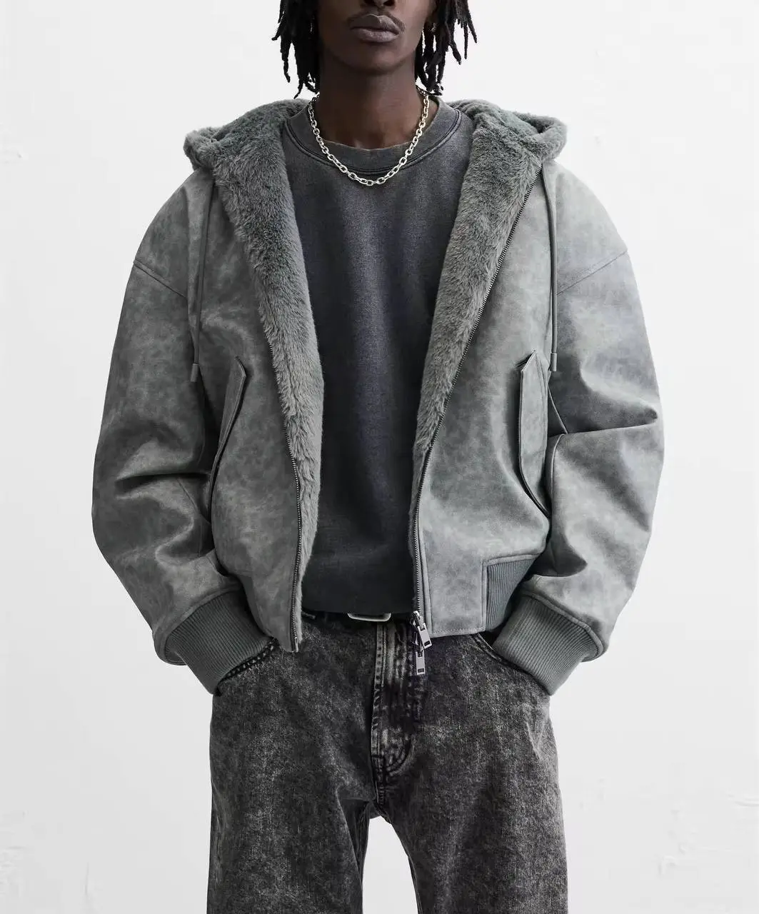 Double-Sided Faux Leather Jacket