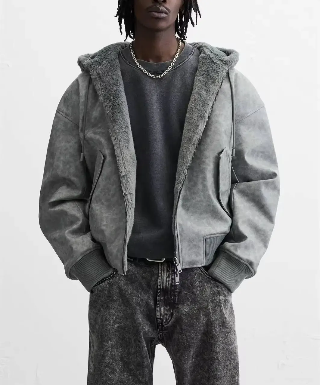 Double-Sided Faux Leather Jacket