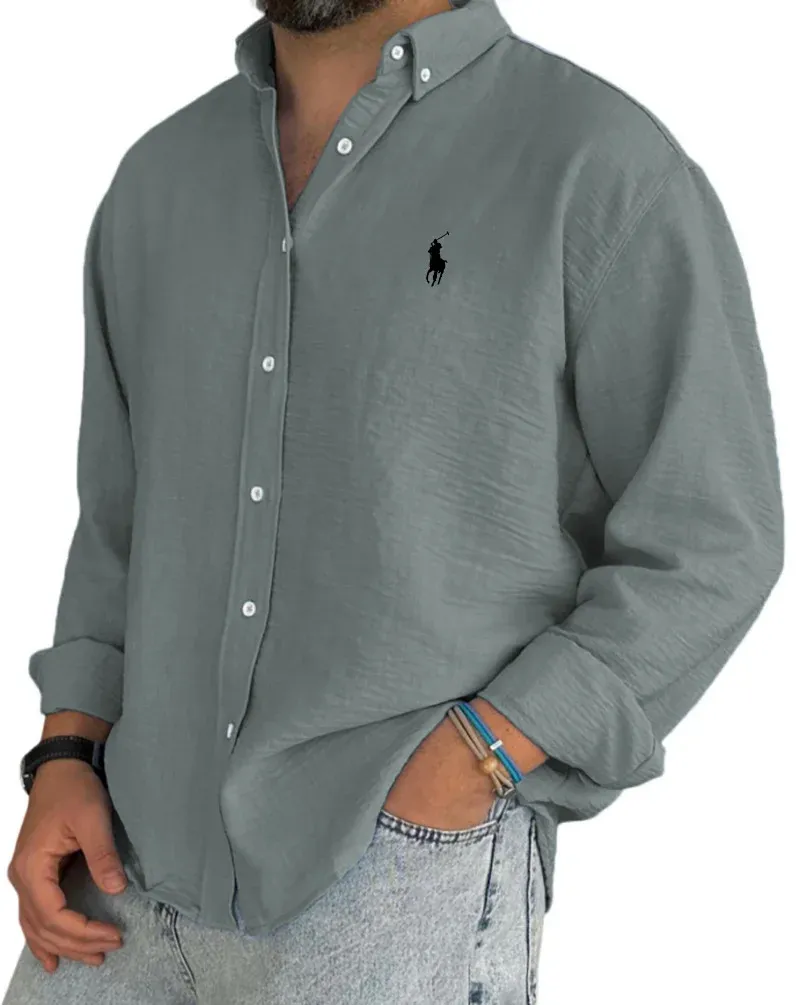Men's Linen Cotton Button Down Shirt