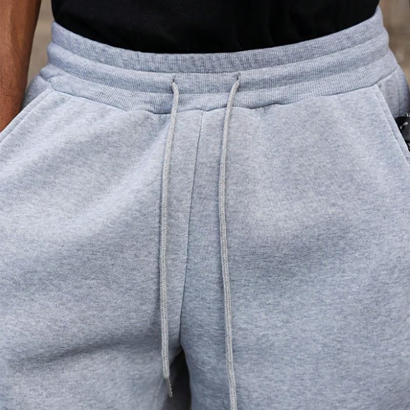 Unisex Drawstring Waist Winter Warm Straight Wide-Leg Loose Fit Jogger Pants with Pockets