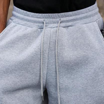 Unisex Drawstring Waist Winter Warm Straight Wide-Leg Loose Fit Jogger Pants with Pockets