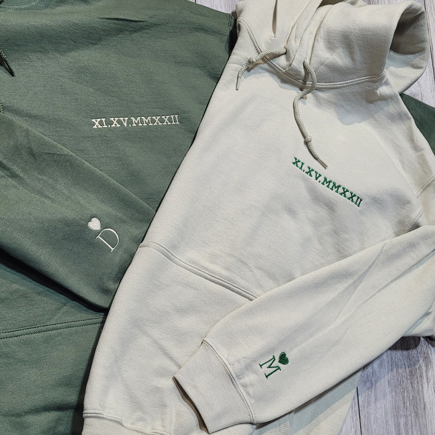 Custom Embroidered Couple Roman Numeral Sweatshirt/Hoodie