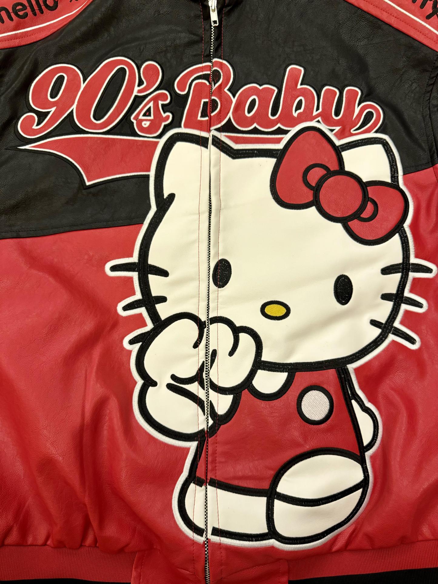 Red and Black Faux Leather Jacket Oversized Racing Motorcycle Jackets Moto Coats Unisex Trendy Streetwear Jacket