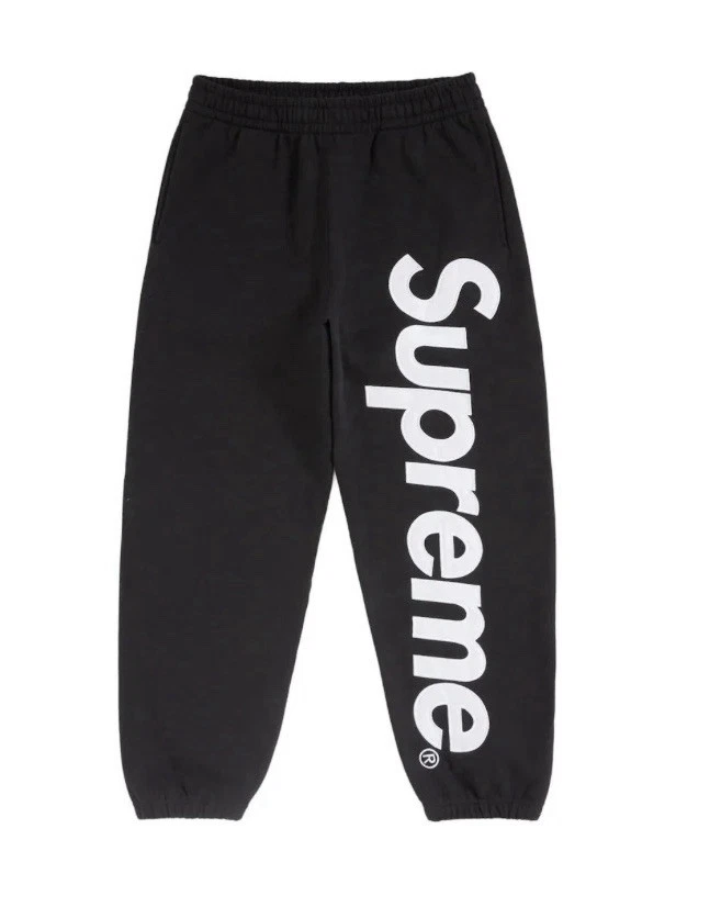 Supreme Satin Applique Sweatpant Black White Men's large L Size Pants Pant